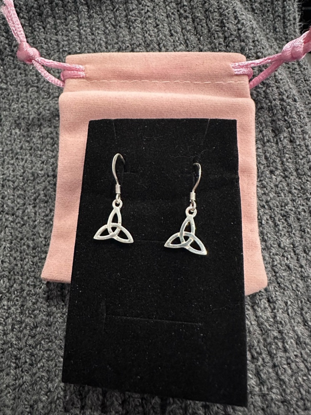 Sterling Silver Celtic Trinity Knot Drop Earrings in Silver